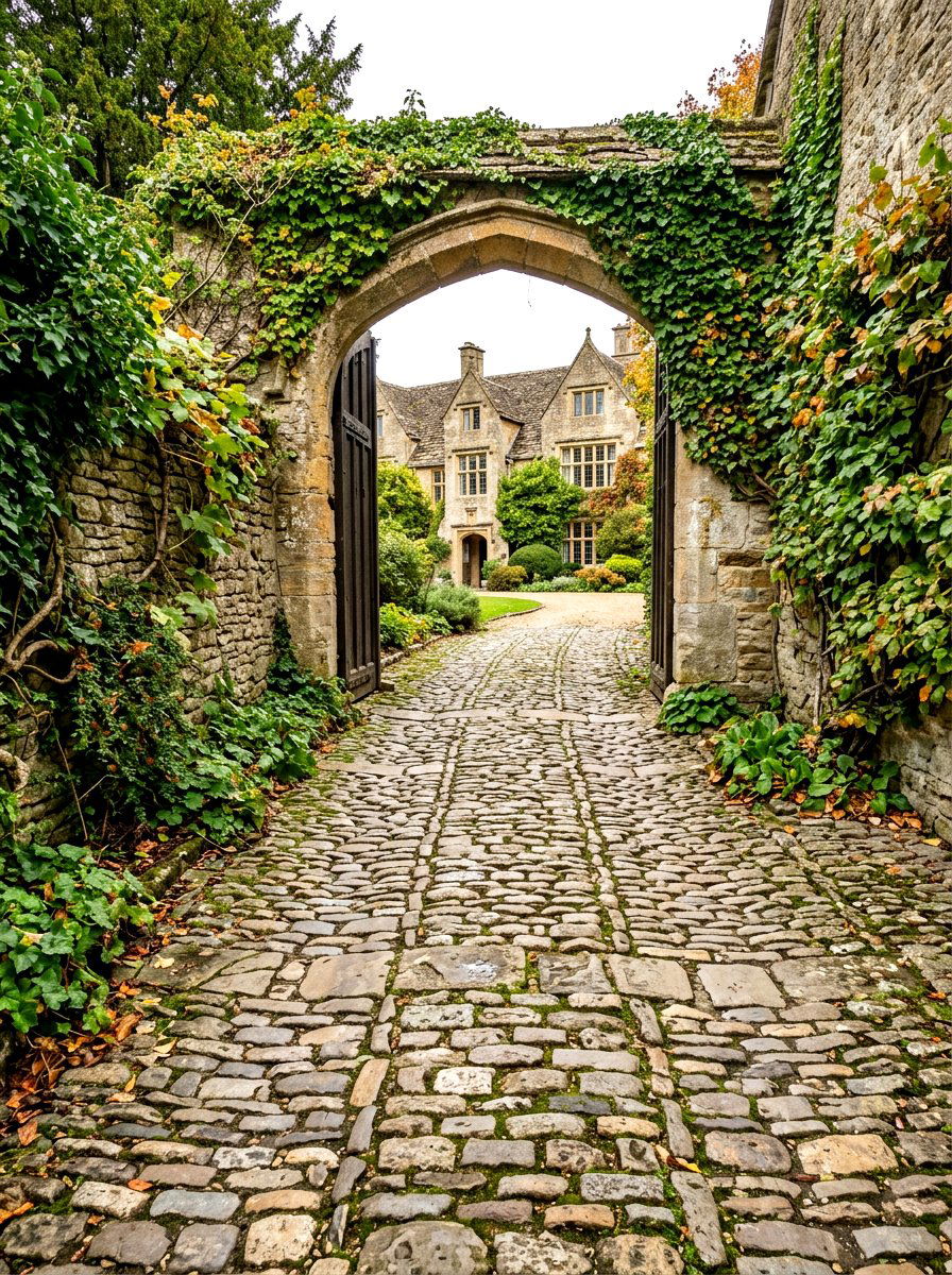 Cobblestone Entrance - 30 front yard walkway ideas