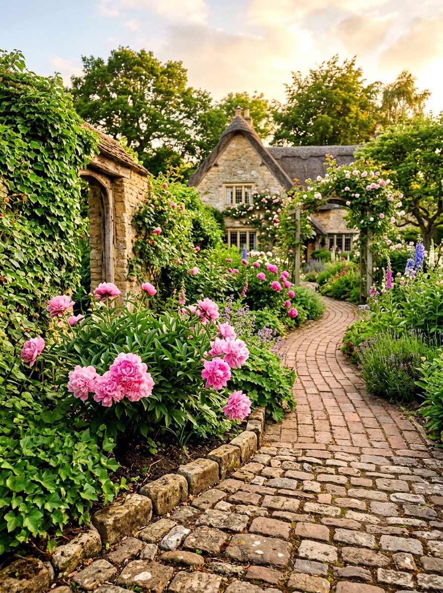 Cobblestone Garden Edge - 30 rock border garden ideas