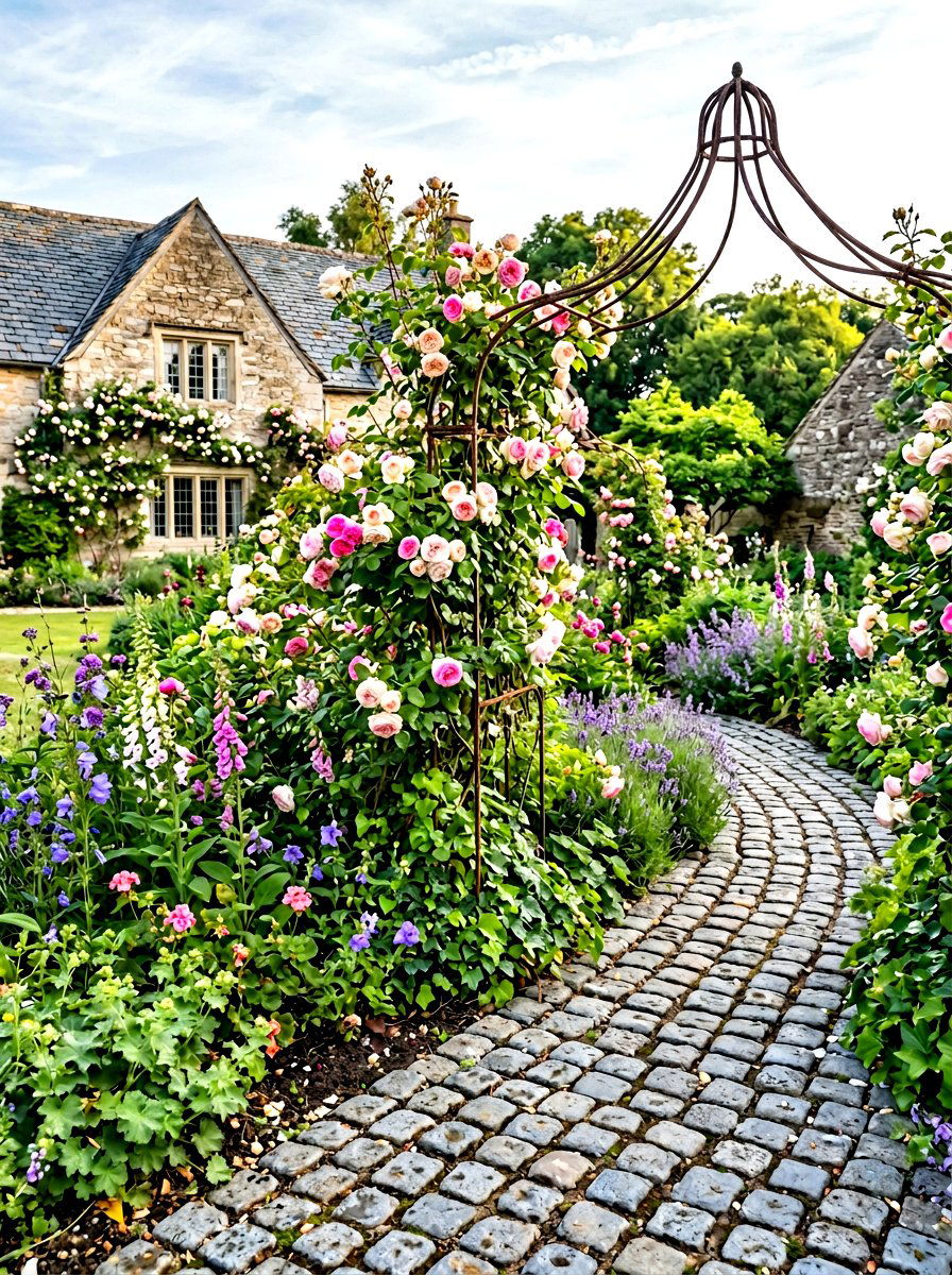 Cobblestone Garden Edging - 30 raised bed border ideas
