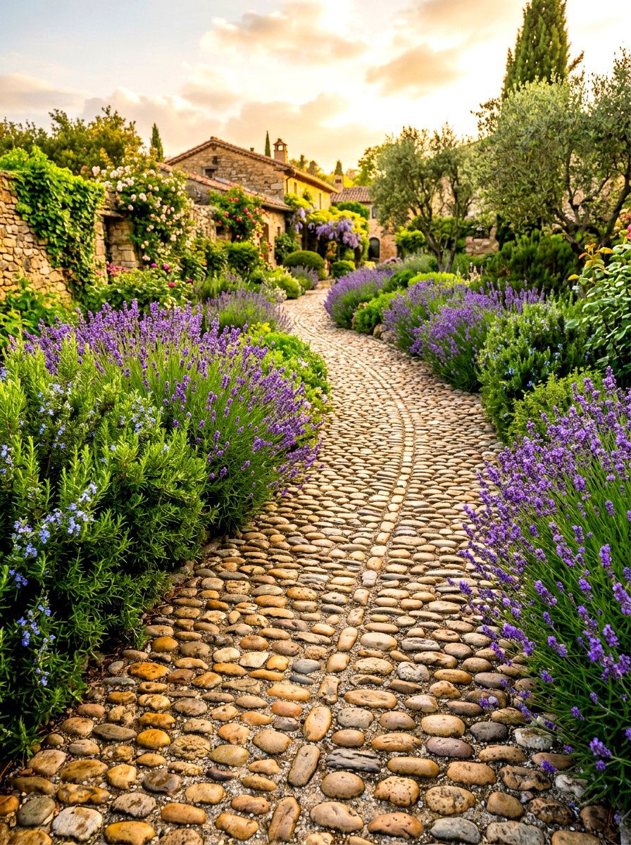 Cobblestone Garden Walkway - 30 stone walkway ideas