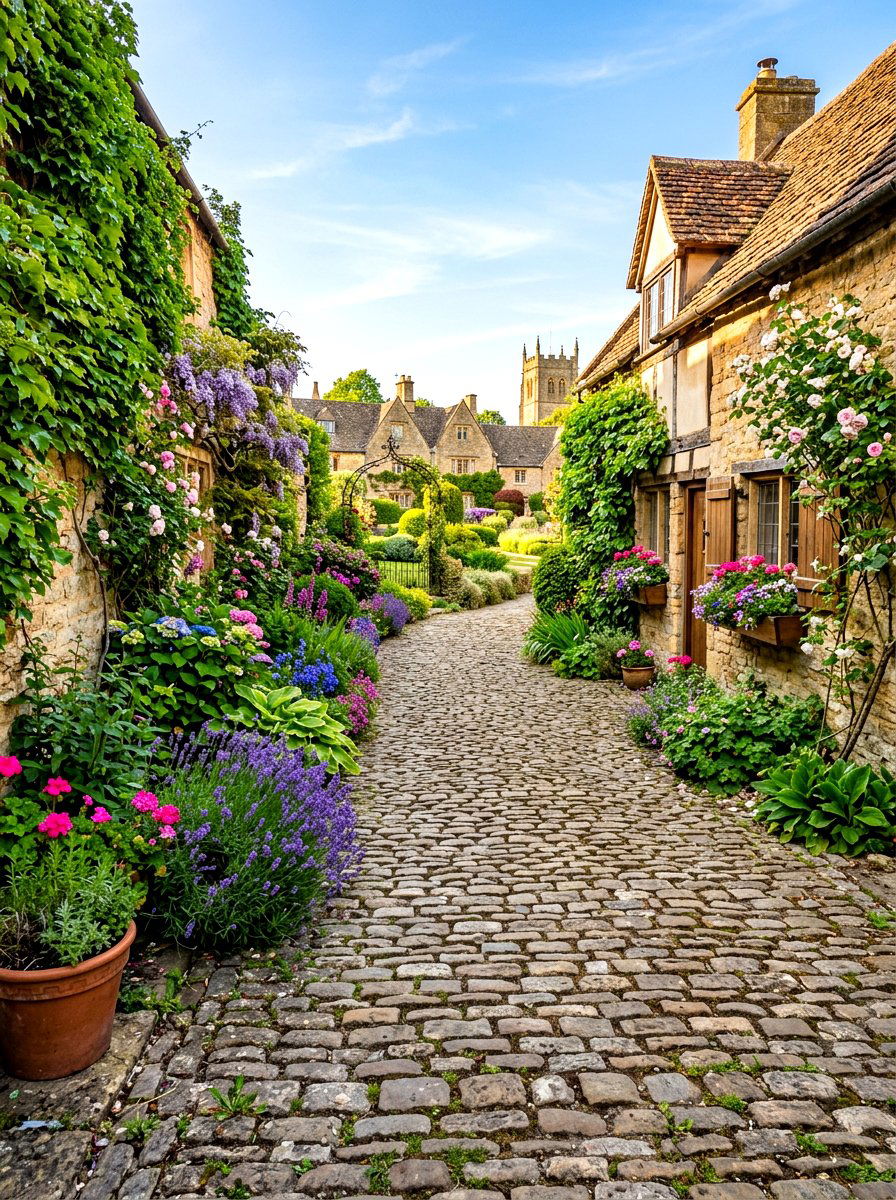 Cobblestone Garden Walkway - 30 side yard walkway ideas