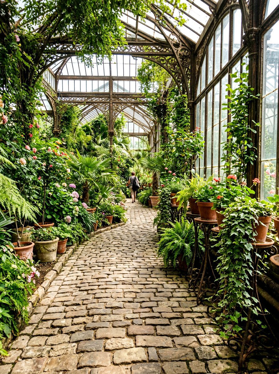 Cobblestone Greenhouse Walkway - 30 greenhouse walkway ideas