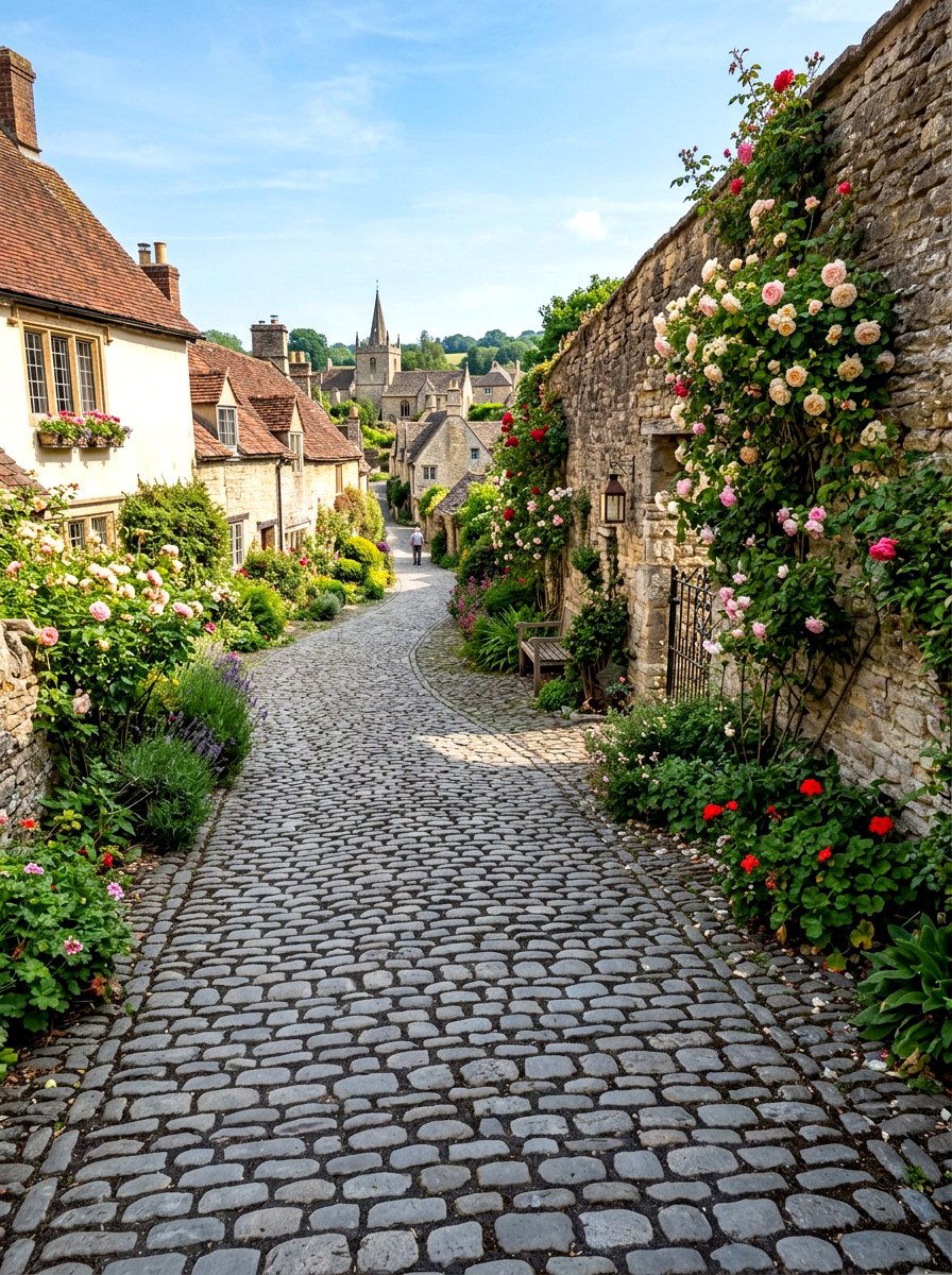 Cobblestone Meandering Path - 30 curved walkway ideas