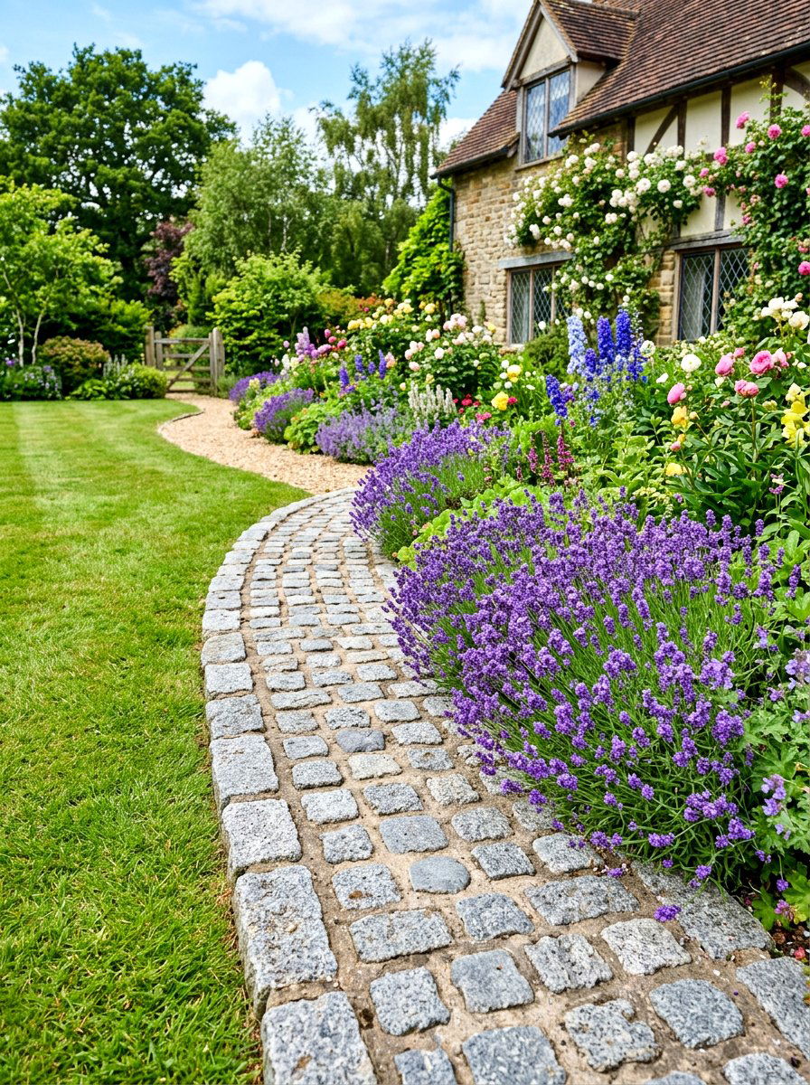 Cobblestone Mow Strip - 30 mow strip ideas