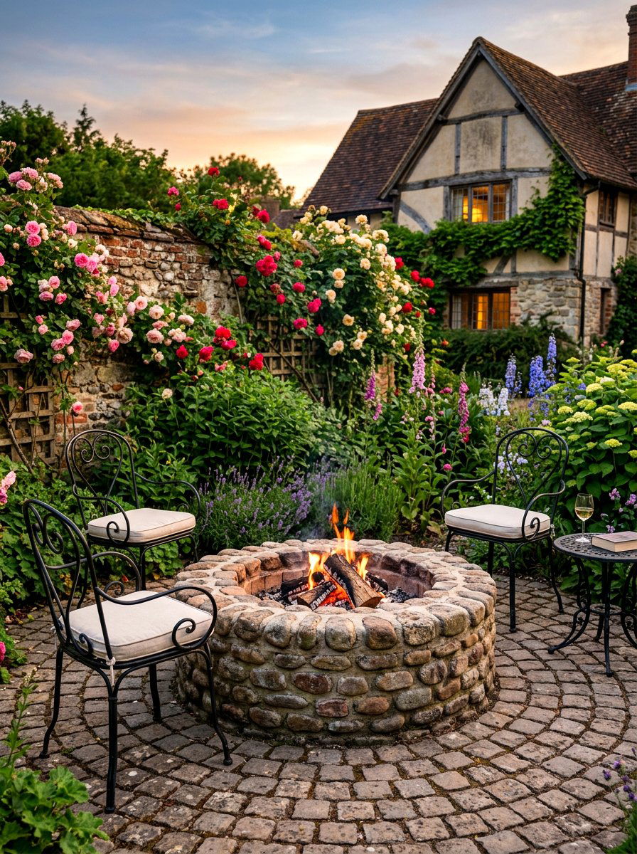 Cobblestone fire pit - 30 diy style fire pit ideas