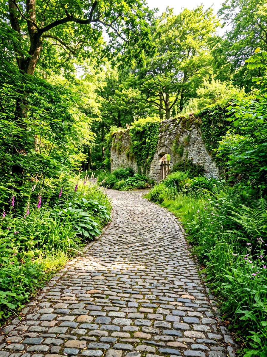 Cobblestone forest path - 30 woodland path ideas