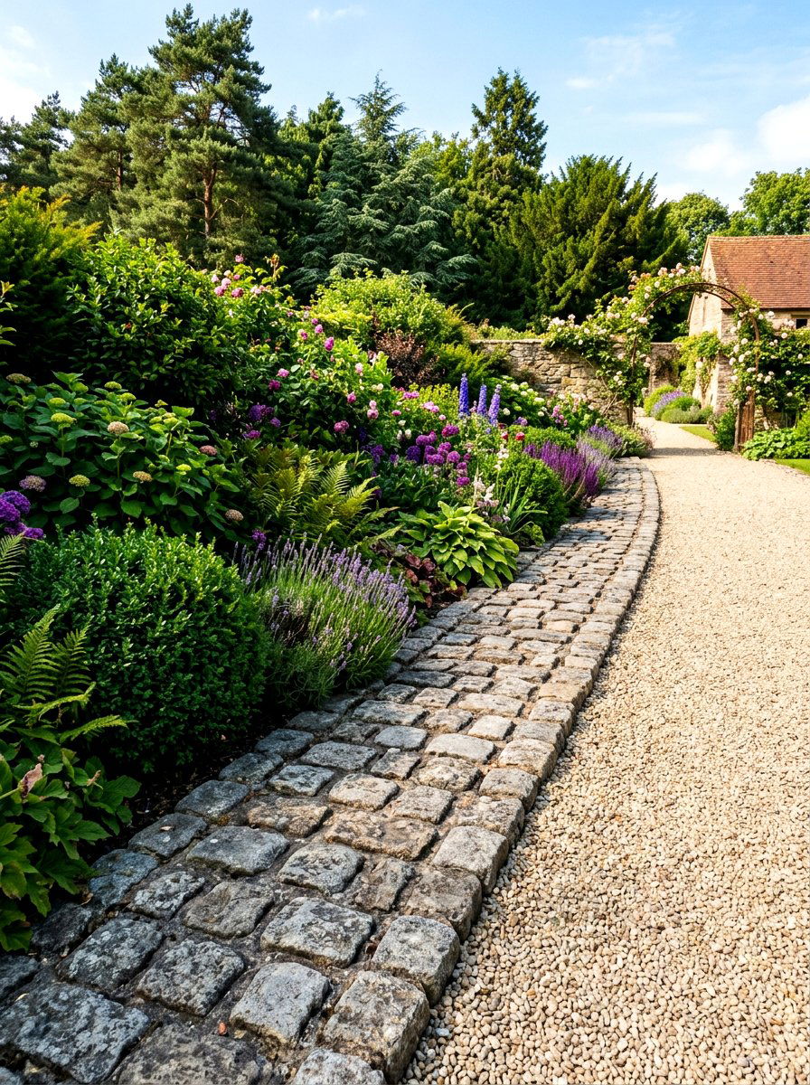 Cobblestone garden border - 30 garden border ideas