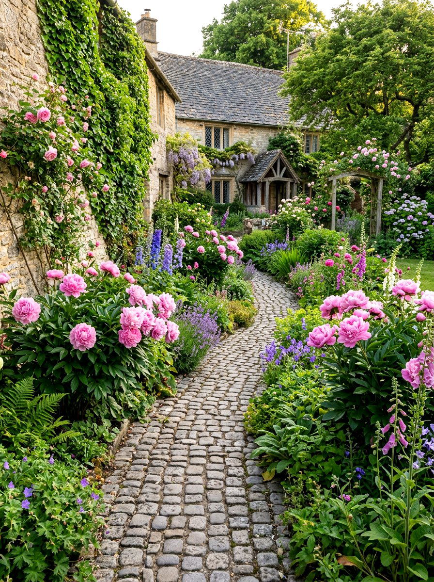 Cobblestone garden path - 30 front yard pathway ideas