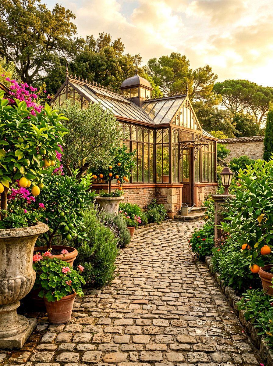 Cobblestone - 30 greenhouse path ideas