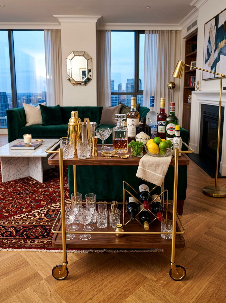 Cocktail Bar Rolling Cart - 30 rolling cart storage ideas