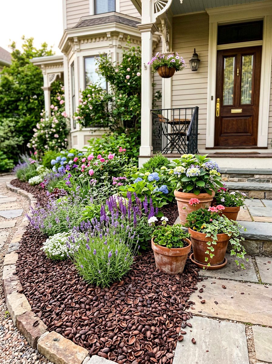 Cocoa Bean Shells - 30 front yard mulch ideas