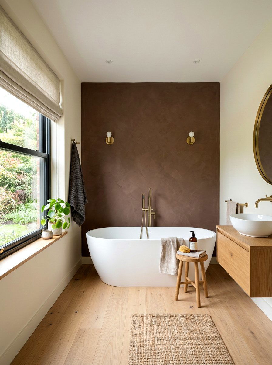Cocoa Brown Accent Wall Bathroom - 30 cocoa brown bathroom ideas