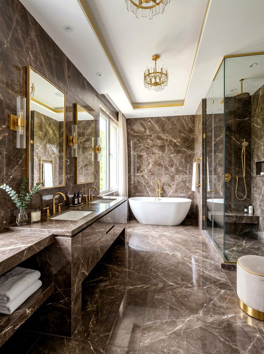 Cocoa Brown Marble Bathroom - 30 cocoa brown bathroom ideas