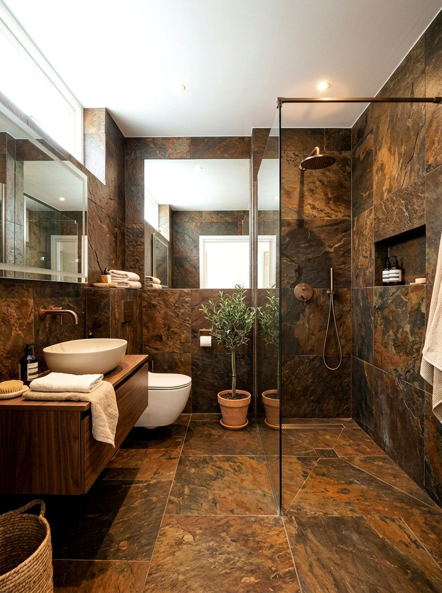 Cocoa Brown Slate Bathroom - 30 cocoa brown bathroom ideas