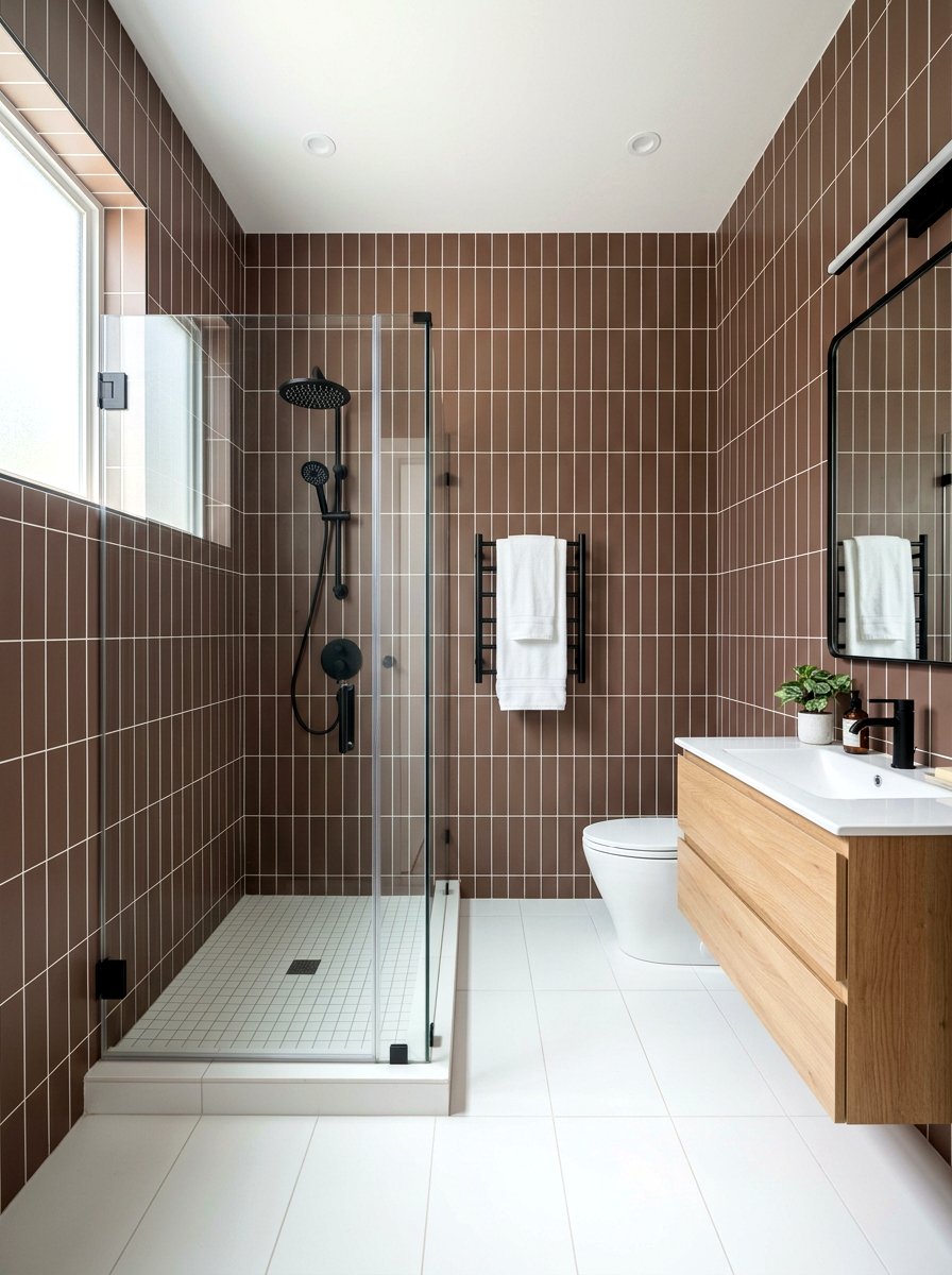 Cocoa Brown Subway Tile Bathroom - 30 cocoa brown bathroom ideas