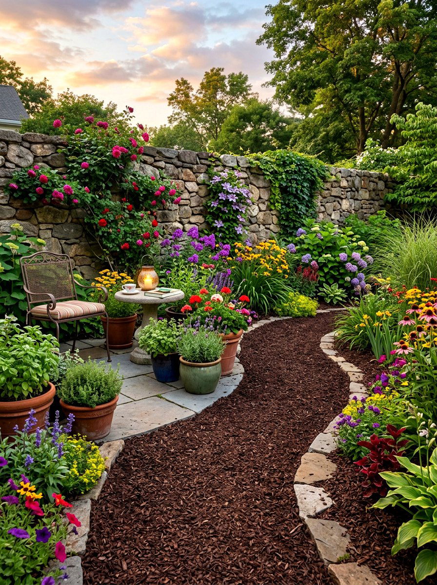 Cocoa Mulch Garden - 30 mulch landscaping ideas