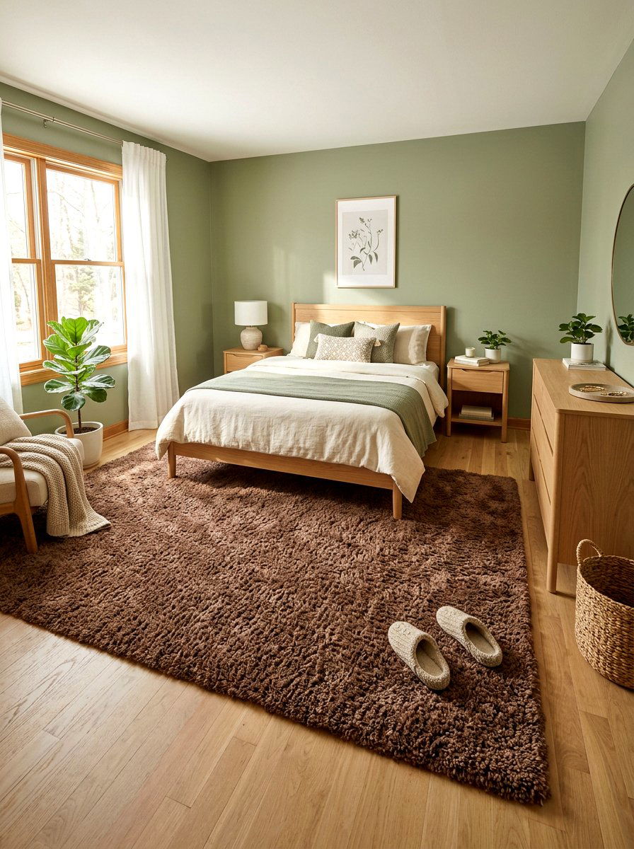 Cocoa brown rug sage bedroom - 30 sage and cocoa bedroom ideas