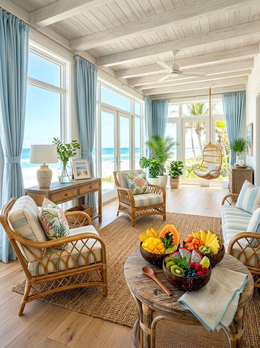 Coconut and tropical fruit display - 30 fruit centerpiece ideas