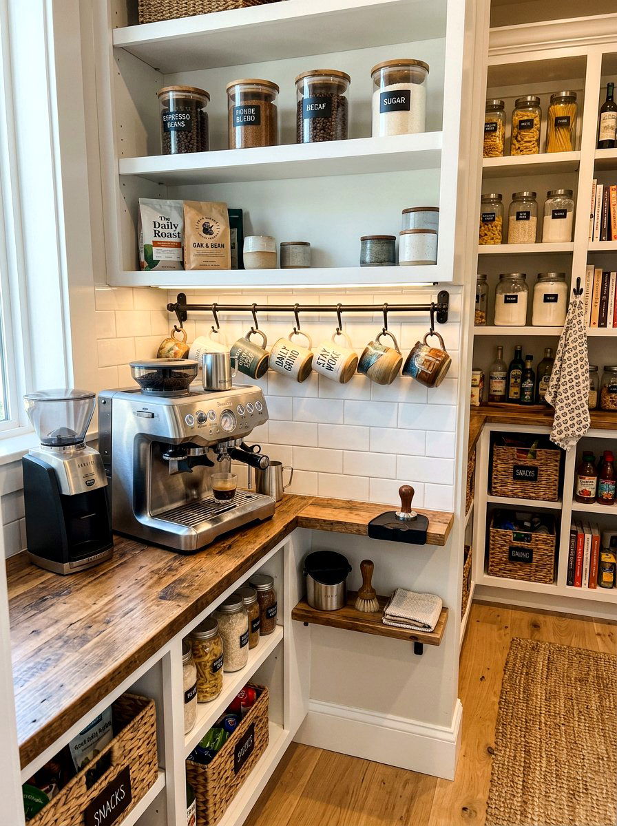 Coffee Bar Nook - 30 bakery style pantry ideas