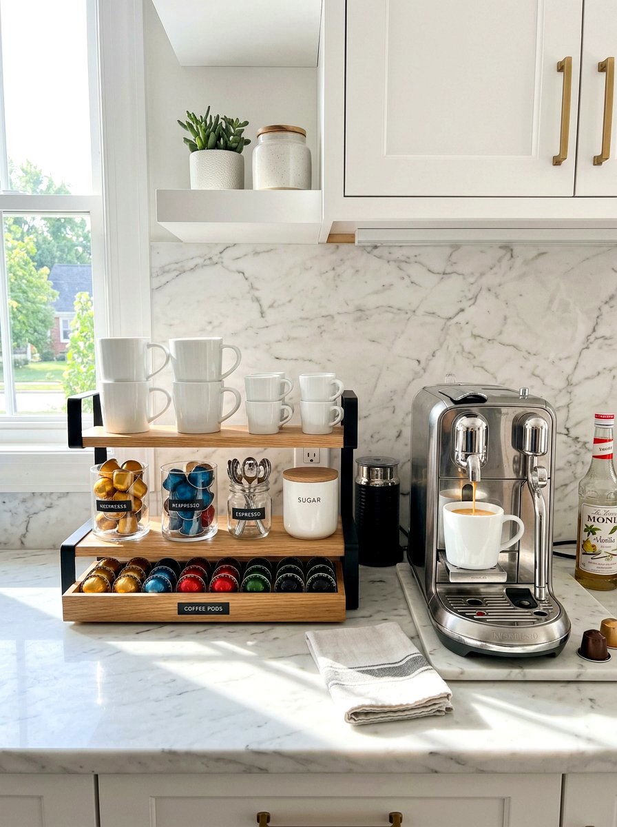 Coffee Bar Organizer - 30 kitchen organization ideas