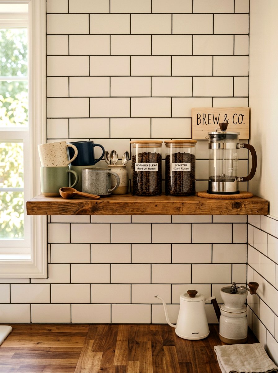 Coffee Bar Shelf Styling - 30 shelf styling ideas