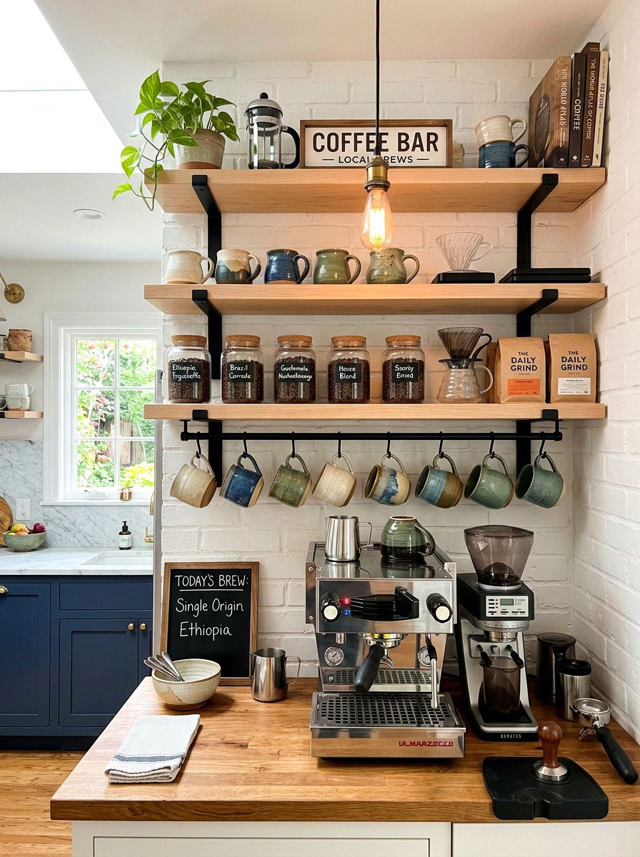 Coffee Bar Shelving - 30 open shelving decor ideas