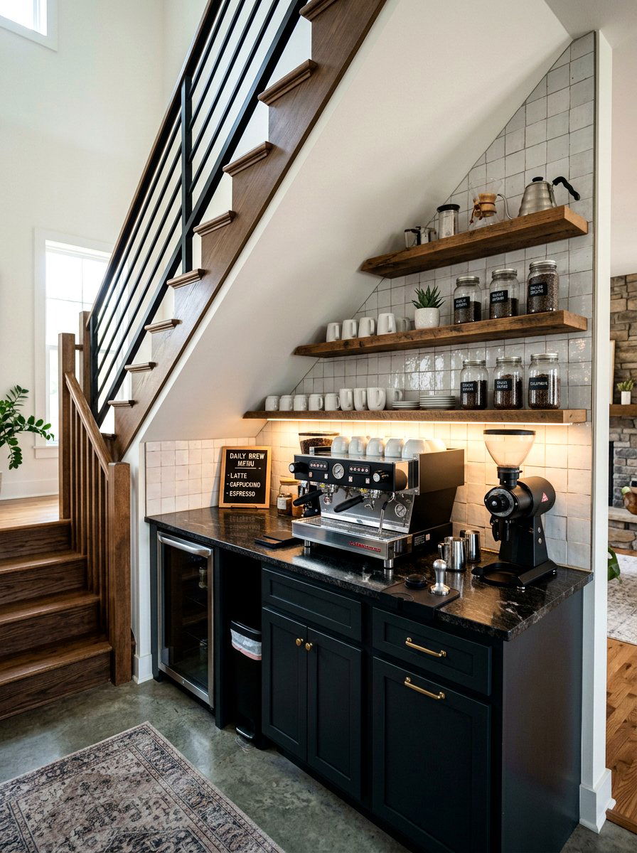 Coffee Bar Under Stairs - 30 cozy nook under stairs ideas