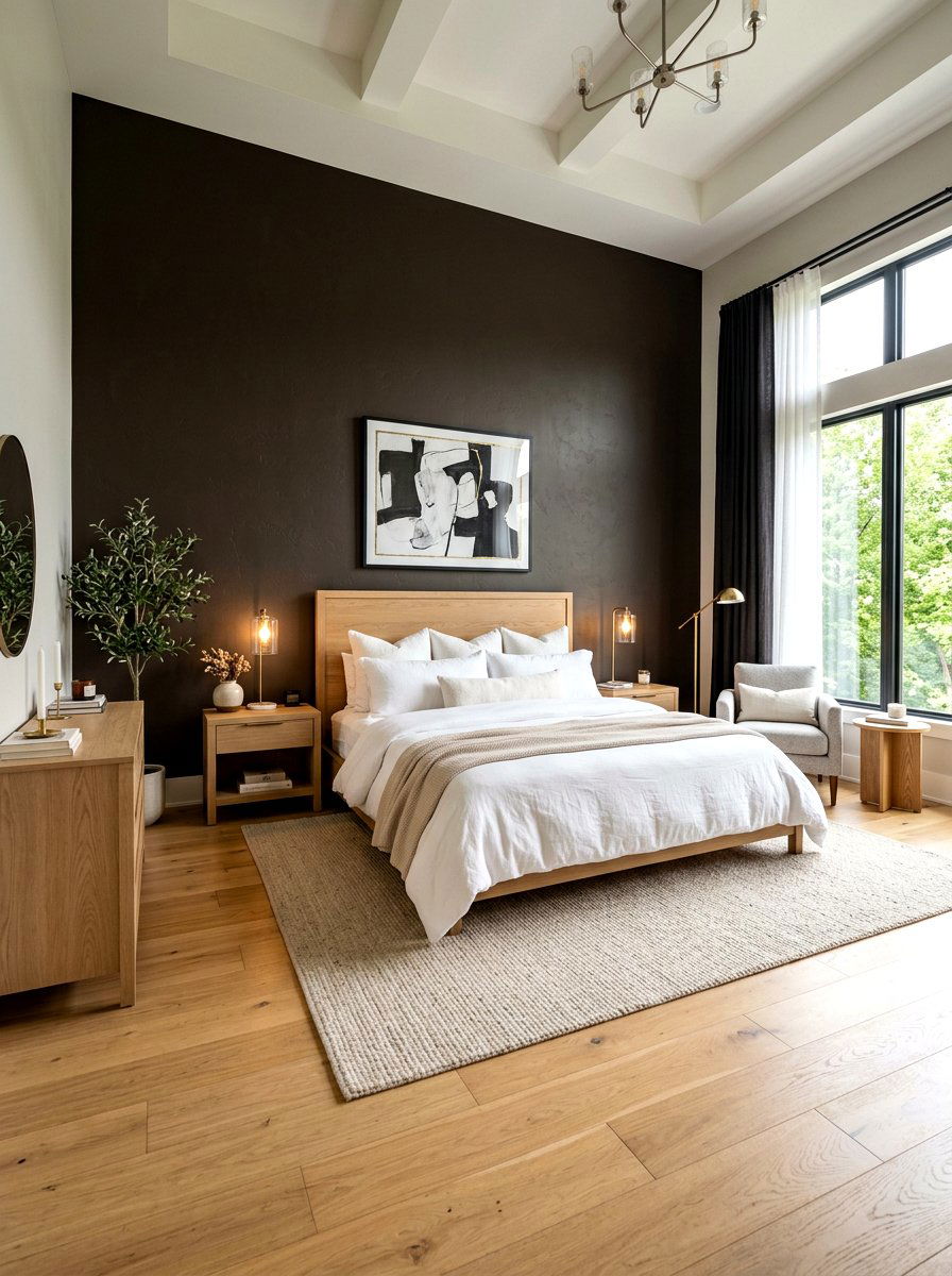 Coffee Bean Brown Accent Wall - 30 all brown bedroom ideas