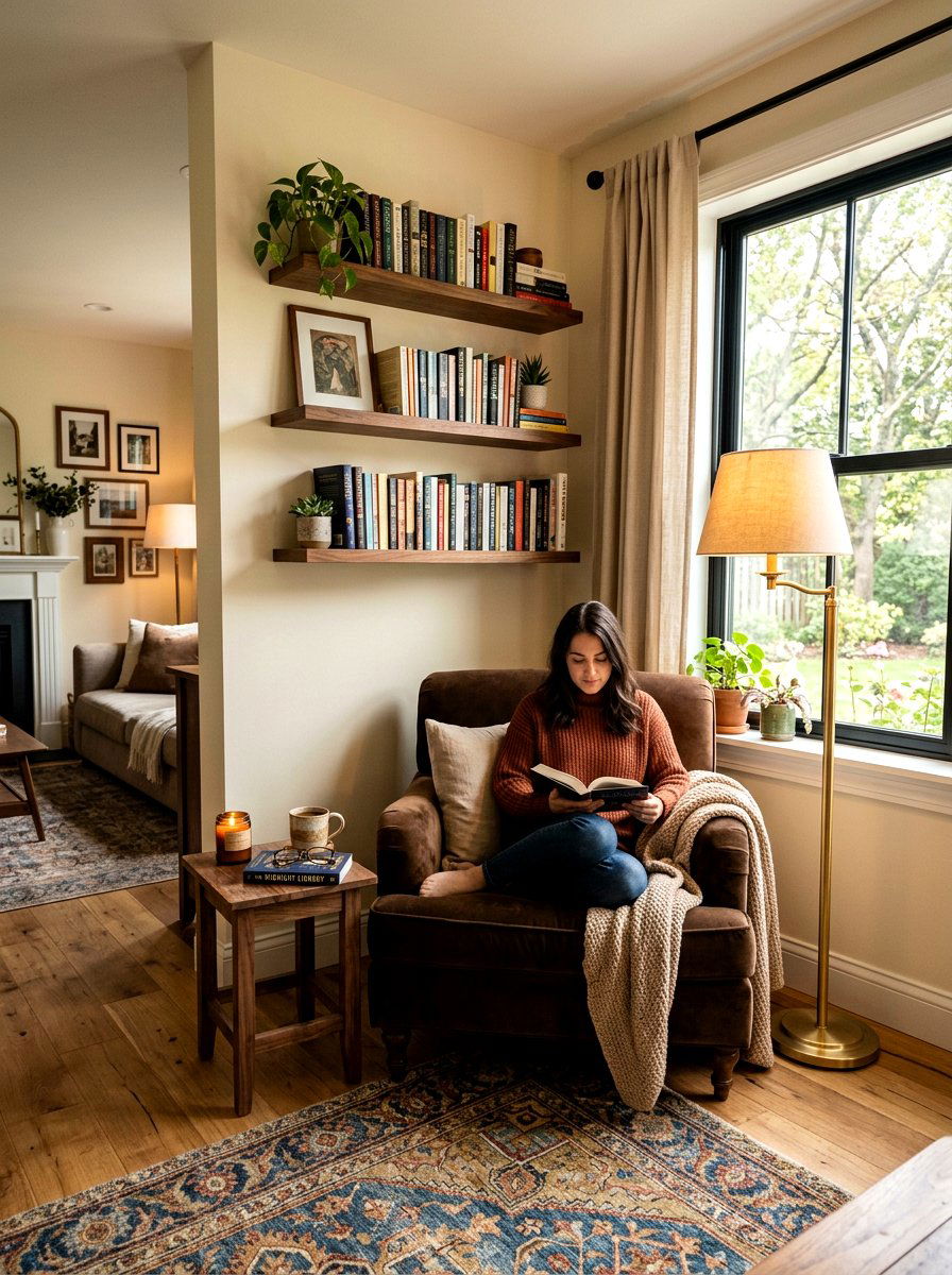 Coffee Brown Reading Nook - 30 brown room decor ideas