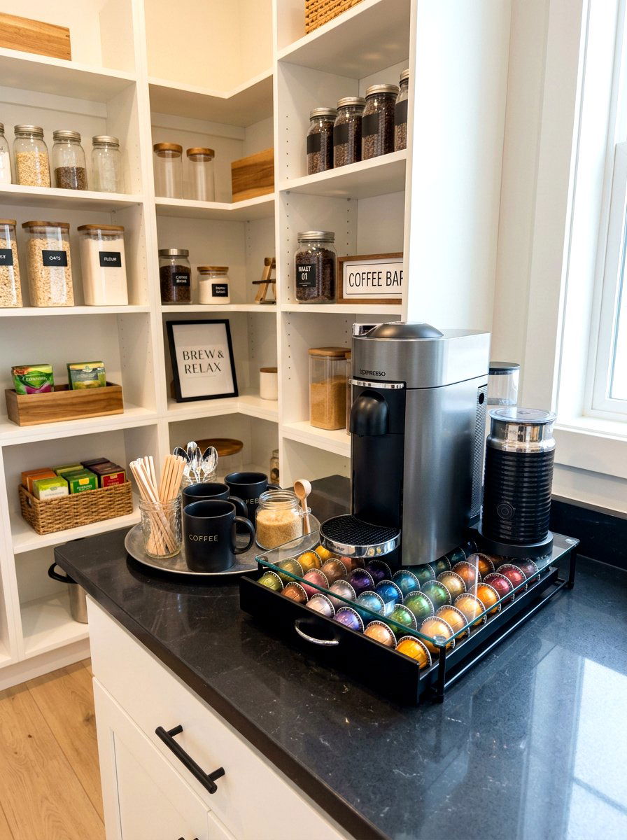 Coffee Pod Drawer Station - 30 pantry organization ideas