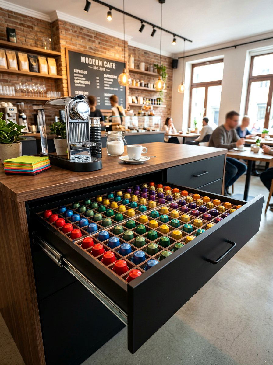 Coffee Pod Station - 30 deep drawer storage ideas