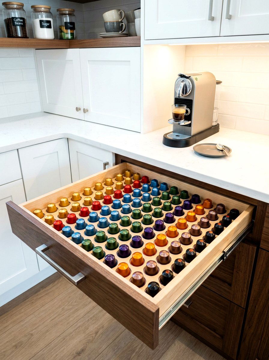 Coffee Pod Storage Drawer - 30 coffee nook pantry ideas
