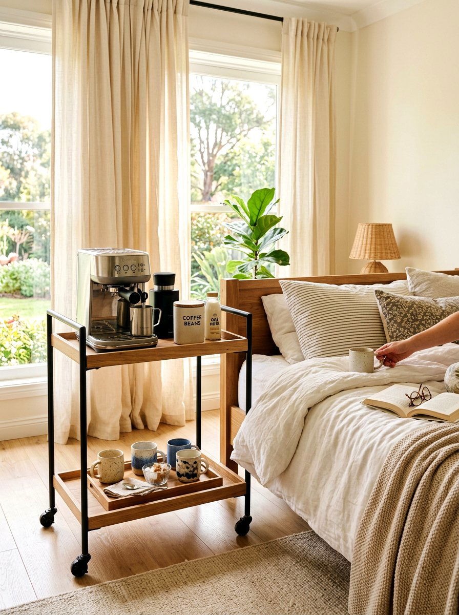 Coffee Station Bedside Cart - 30 bedside cart storage ideas