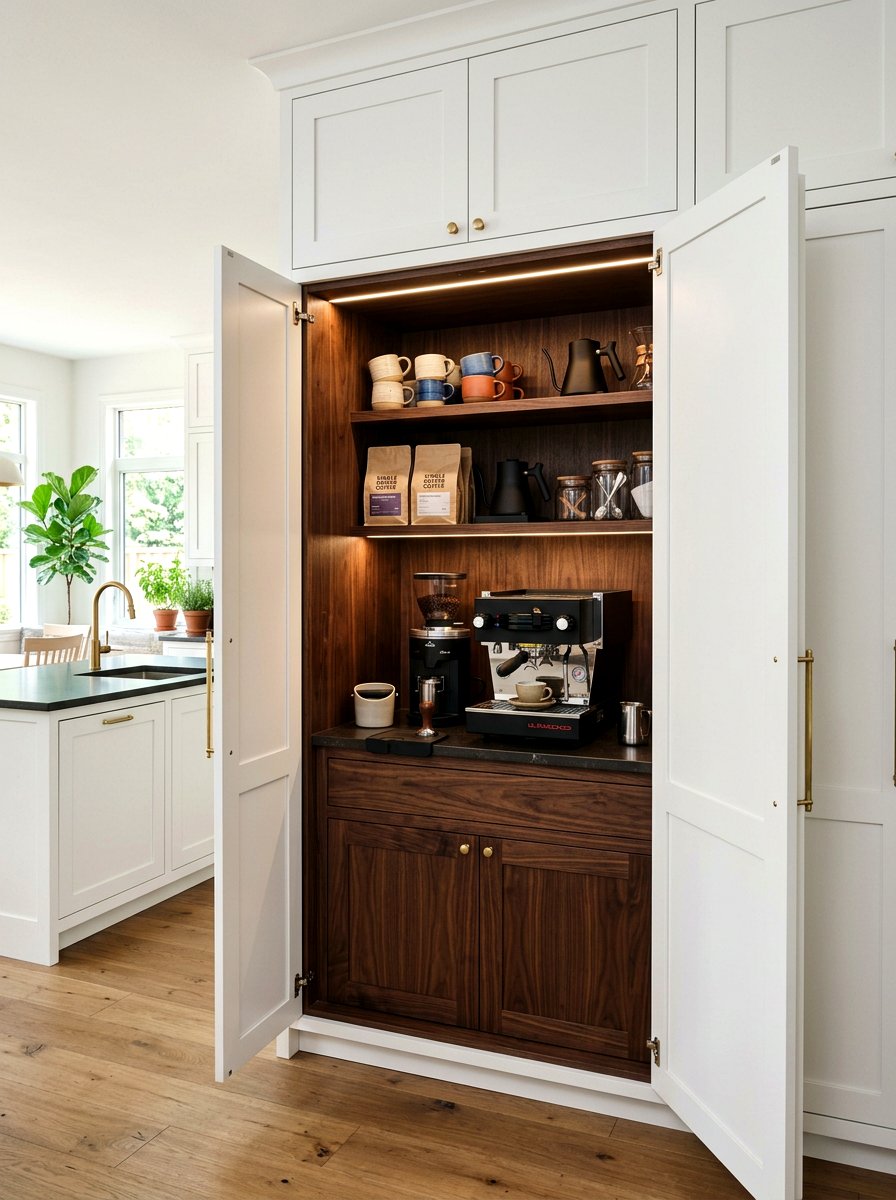 Coffee Station Behind Doors - 30 concealed kitchen storage ideas