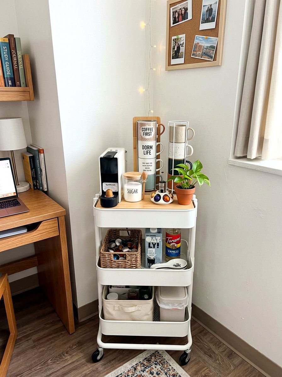 Coffee Station Cart - 30 dorm storage ideas