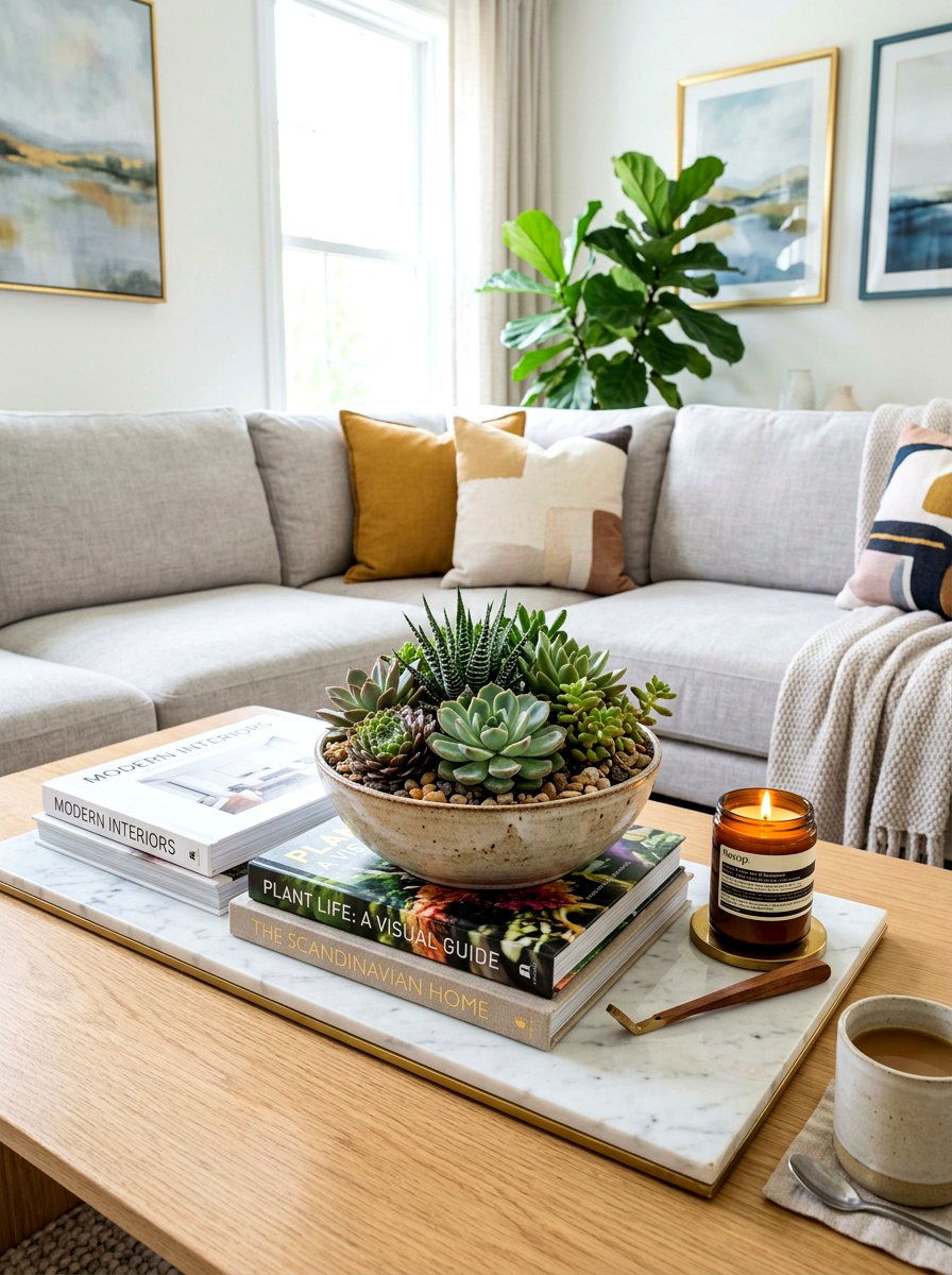 Coffee Table Succulent Vignette - 30 indoor succulent garden ideas