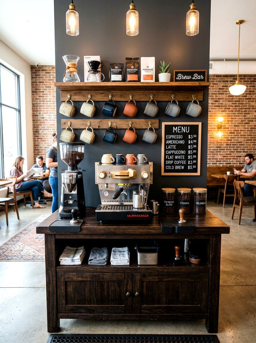 Coffee bar station - 30 screen free living room ideas