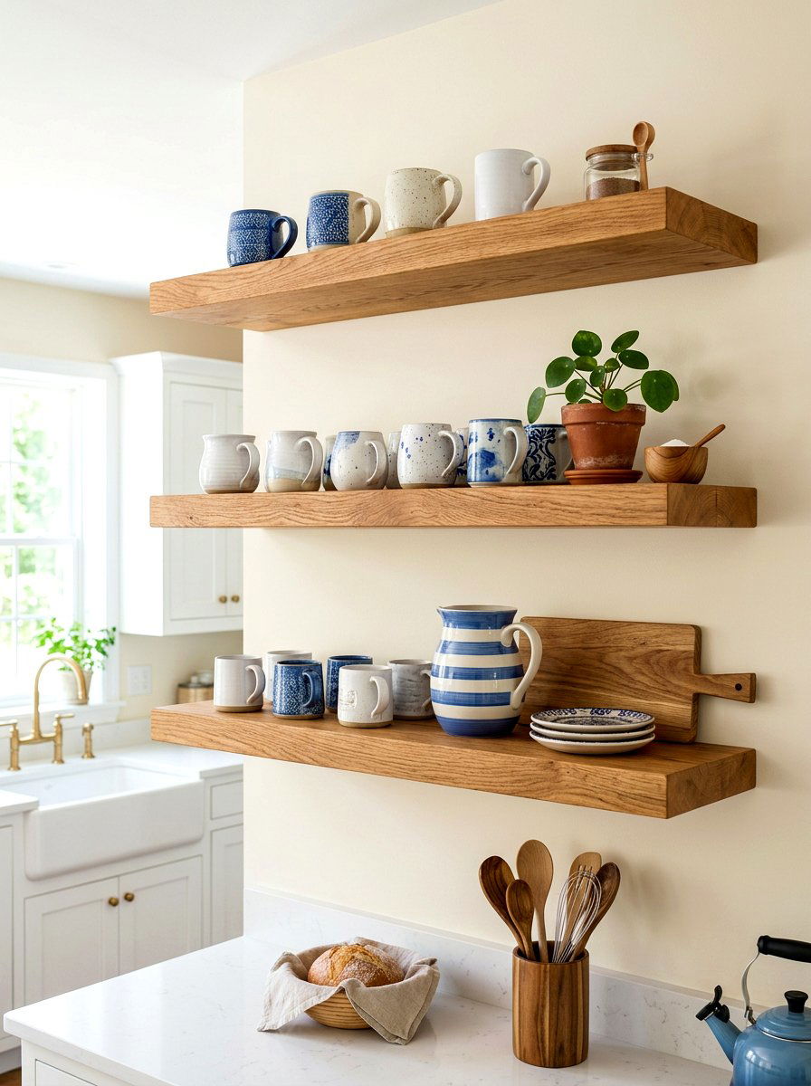 Coffee mug floating shelves - 30 mug display ideas