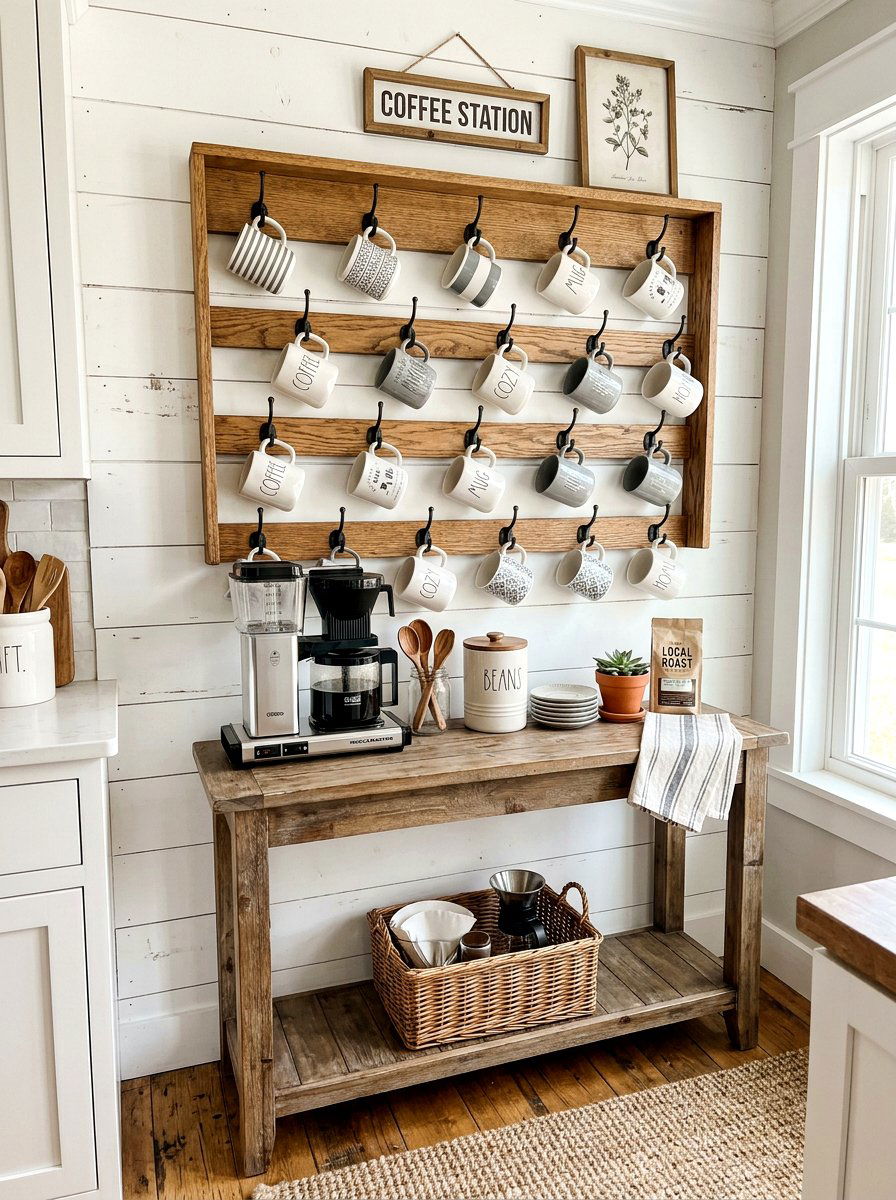 Coffee pantry mug rack - 30 coffee pantry wall ideas