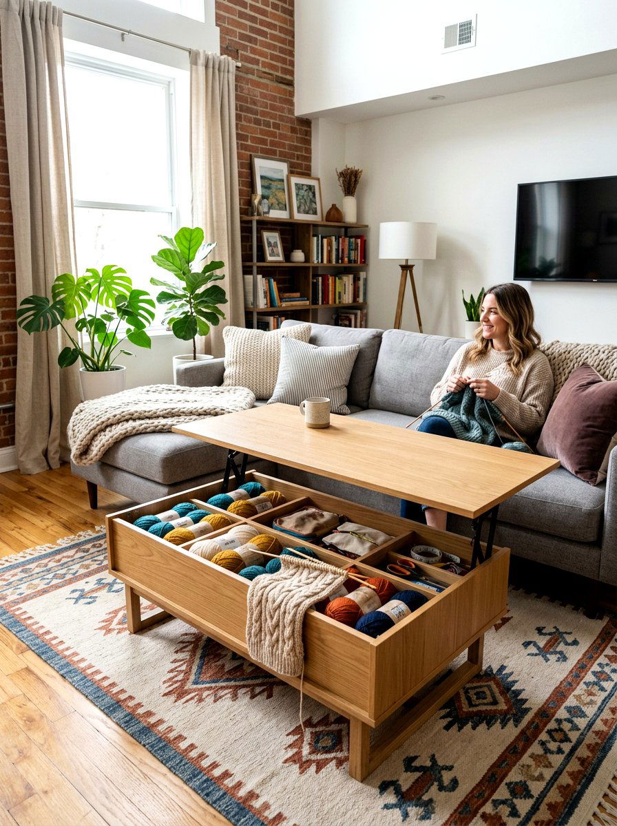 Coffee table storage - 30 yarn storage ideas