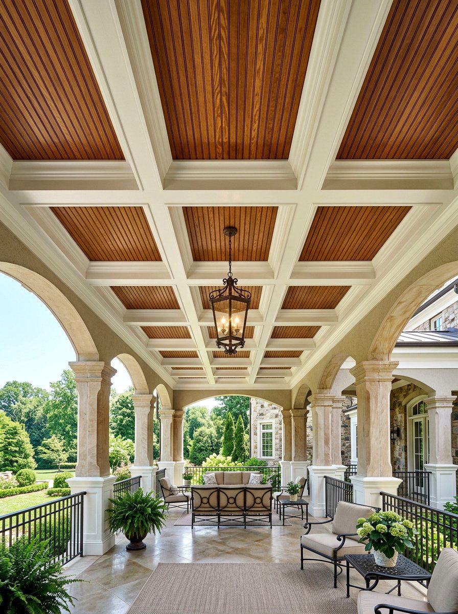 Coffered Beadboard Porch Ceiling - 30 porch beadboard ceiling ideas