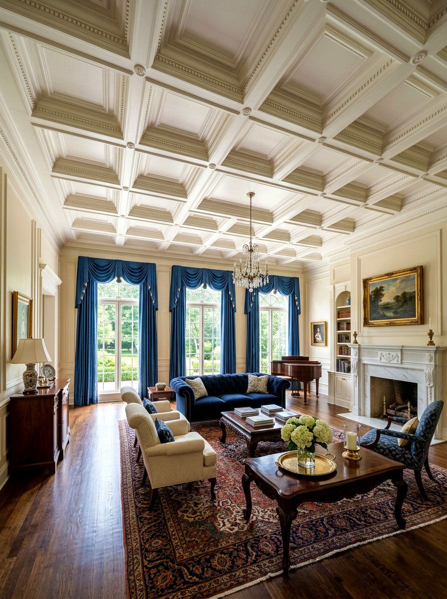 Coffered Ceiling - 30 elegant living room ideas
