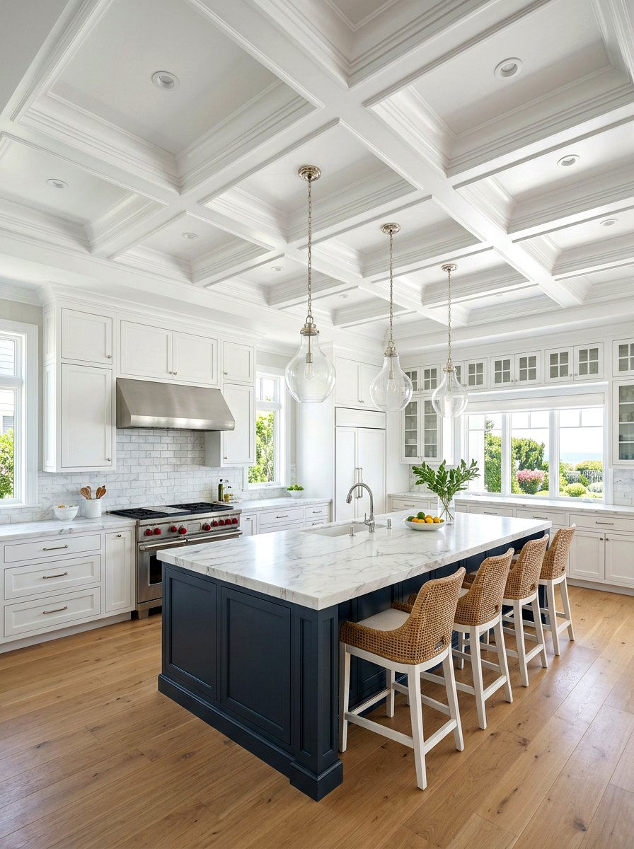 Coffered Ceiling - 30 Hamptons kitchen ideas