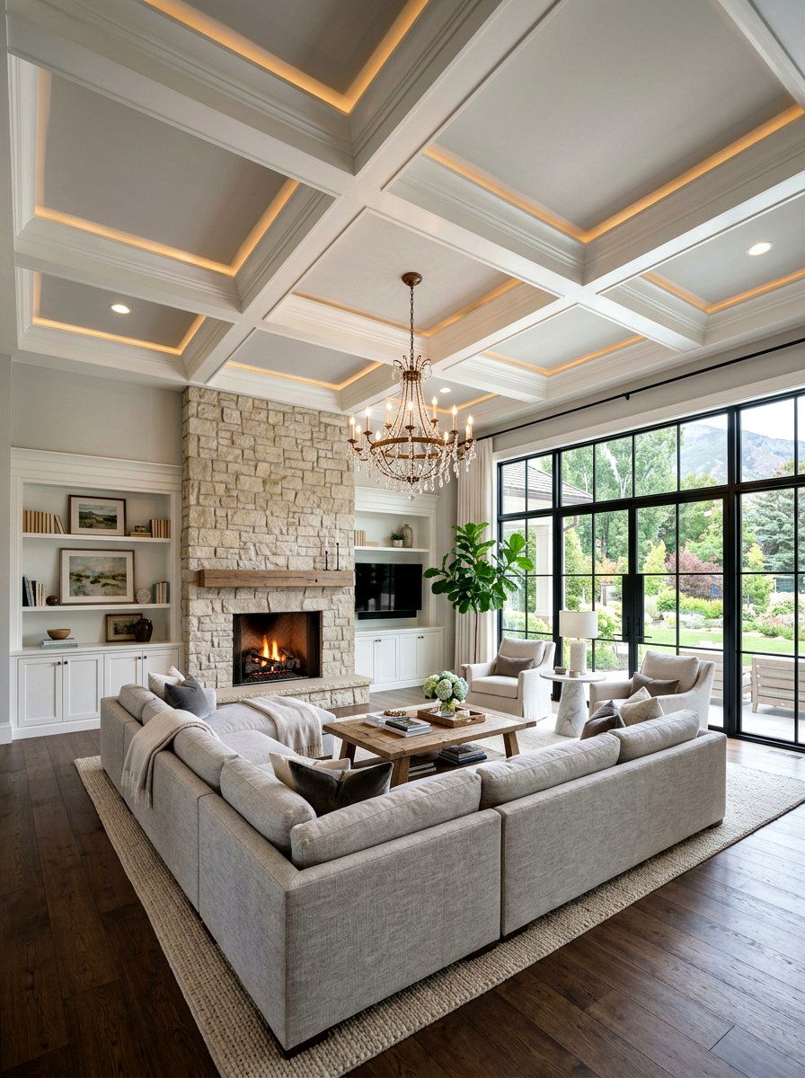 Coffered Ceiling Living Room - 30 decorative molding ideas