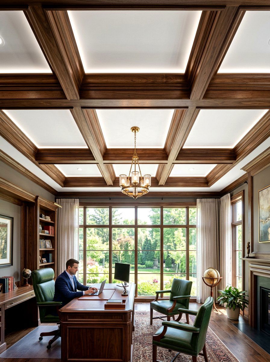 Coffered Tray Ceiling - 30 tray ceiling ideas