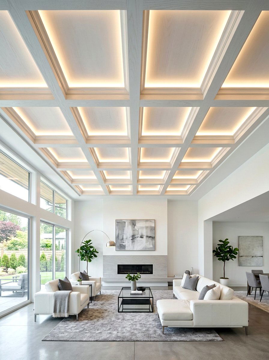 Coffered ceiling with LED lighting - 30 coffered ceiling ideas