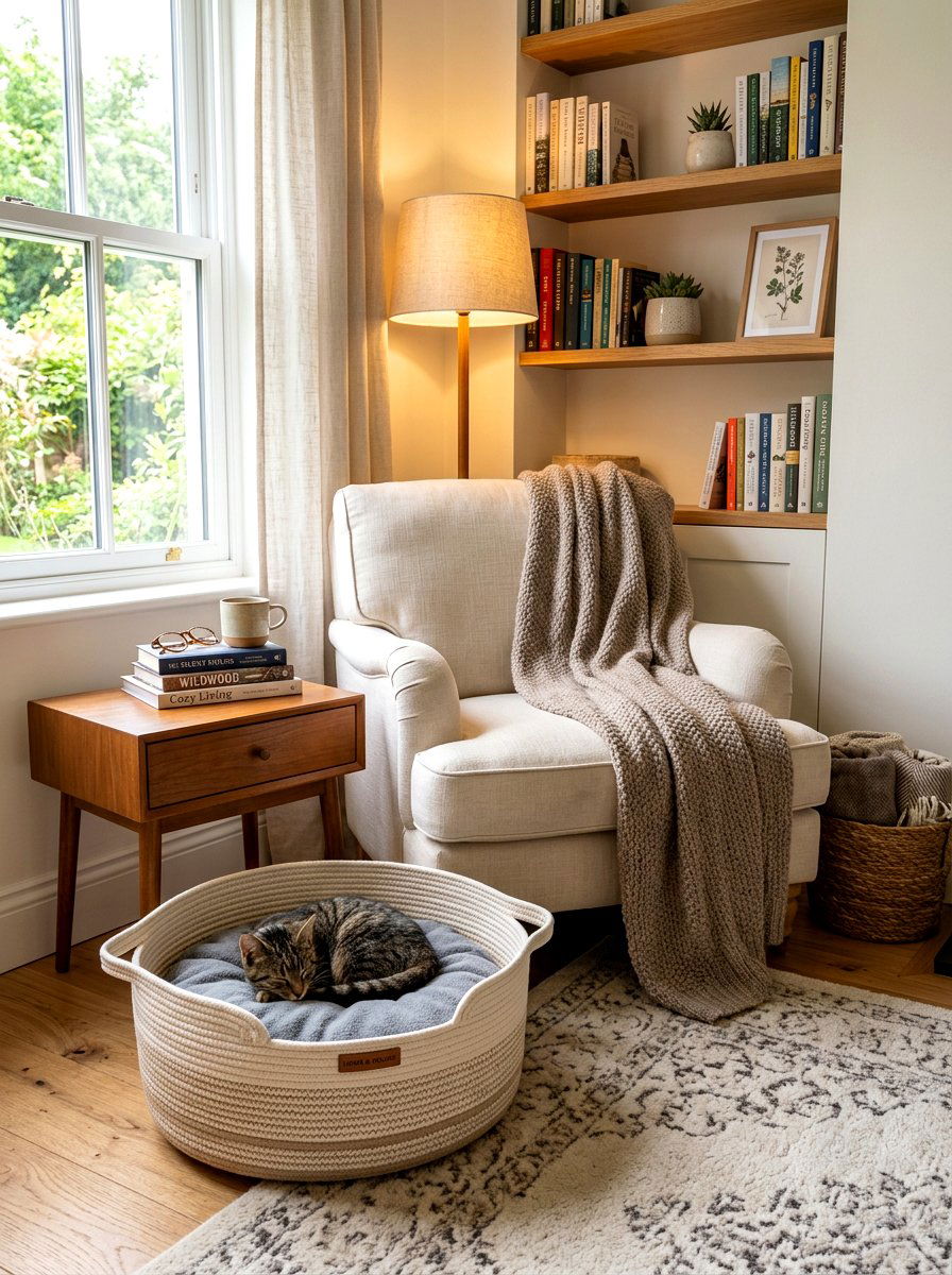 Coiled cotton rope pet basket - 30 pet toy basket ideas