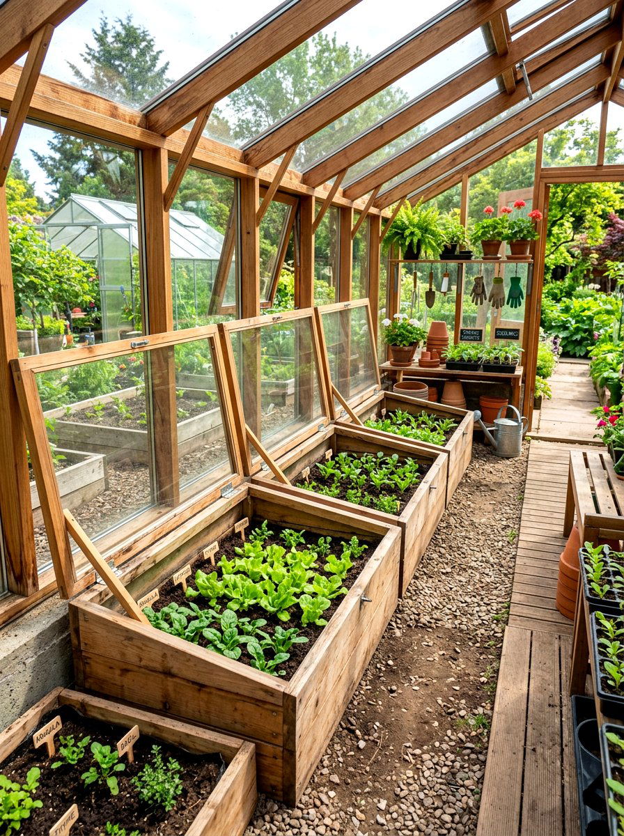 Cold Frame Addition - 30 greenhouse plant layout ideas