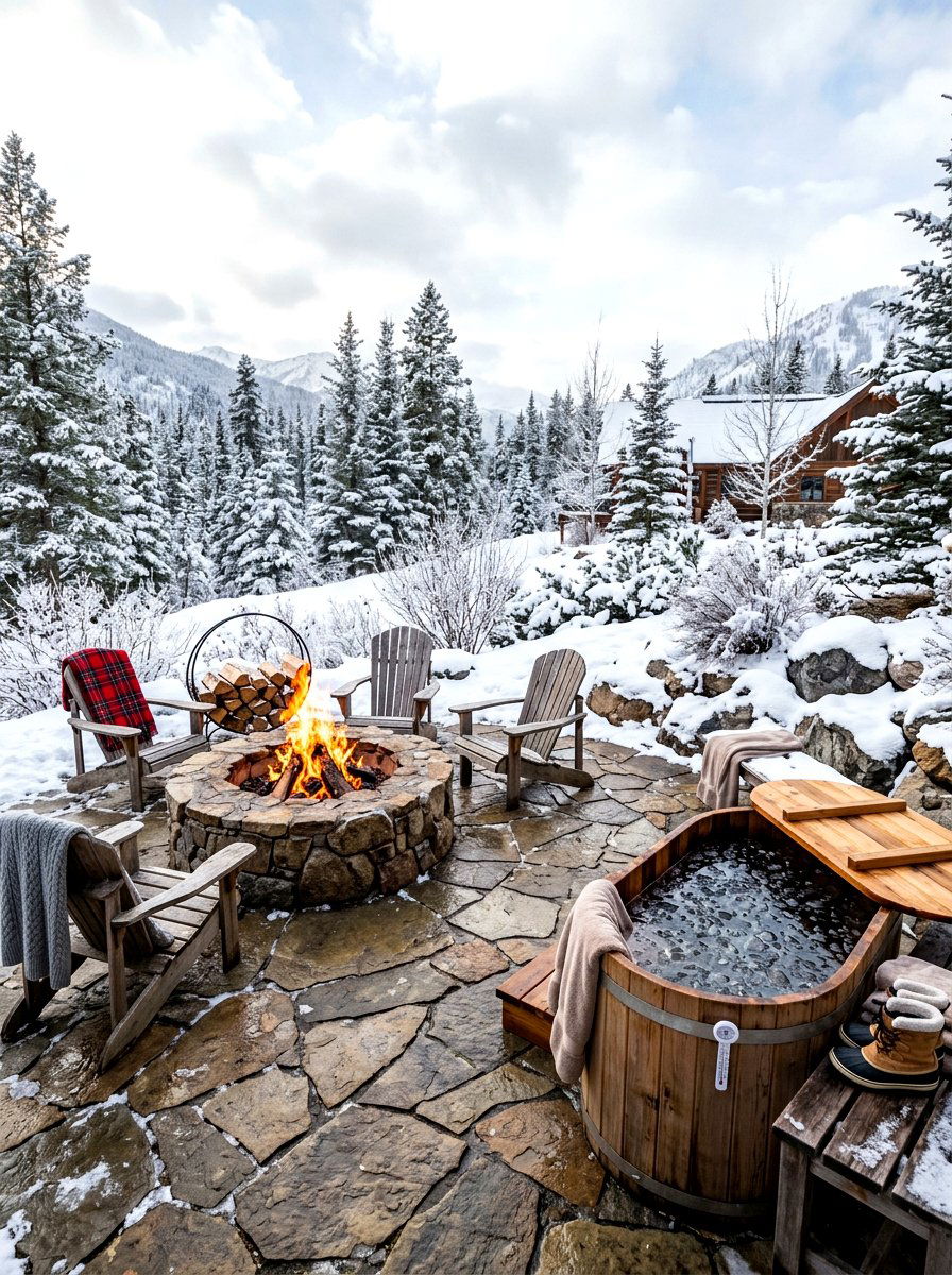 Cold plunge near fire pit - 30 cold plunge backyard ideas
