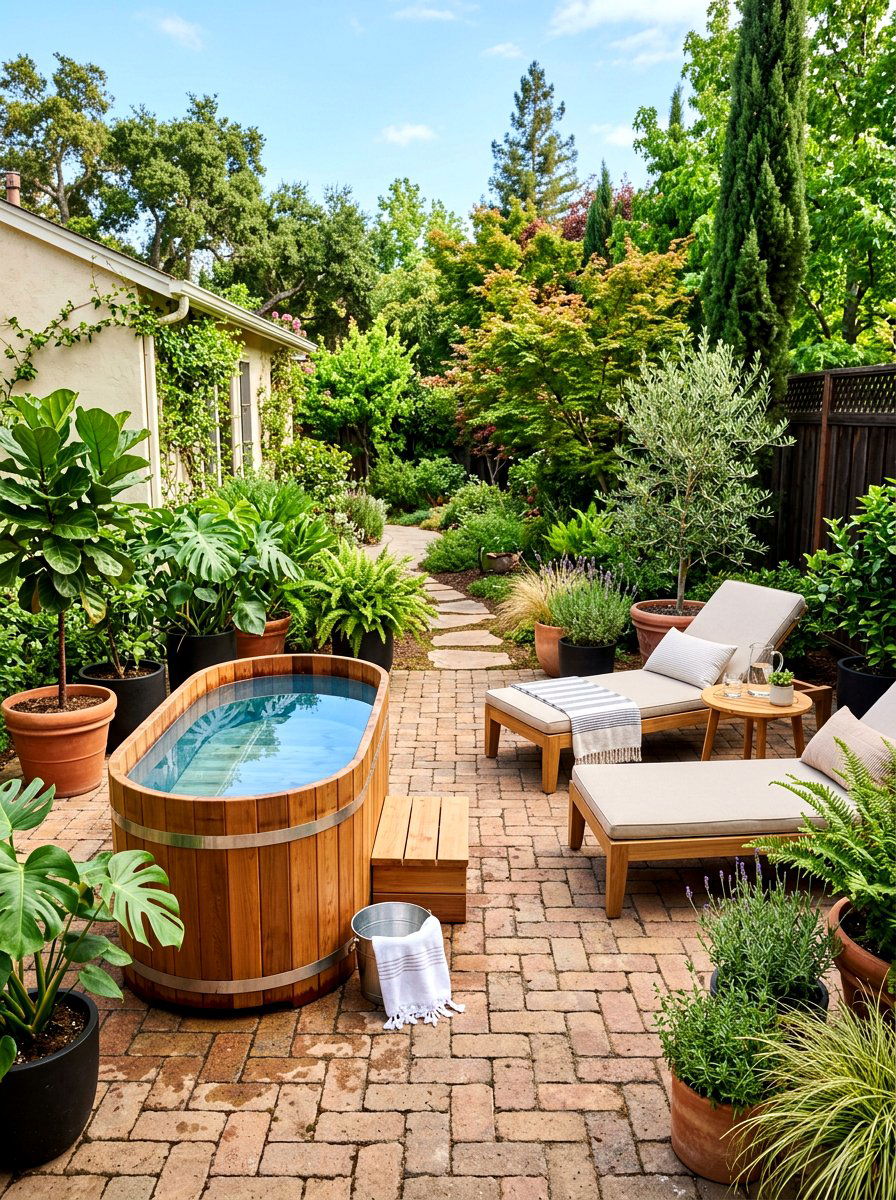 Cold plunge on patio - 30 cold plunge backyard ideas